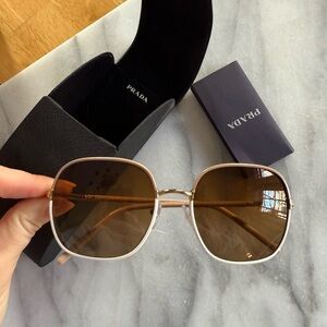 Prada PR 67XS Women's Gold and Brown Sunglasses